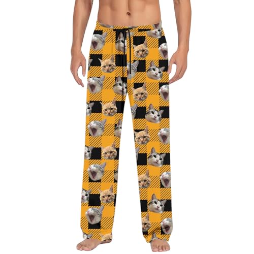 Celanisai Pantalon de pyjama personnalisé pour homme avec photo Visage individuel Pantalon de pyjama amusant Pantalon de pyjama long personnalisé Pantalon de pyjama à carreaux Pantalon de détente long