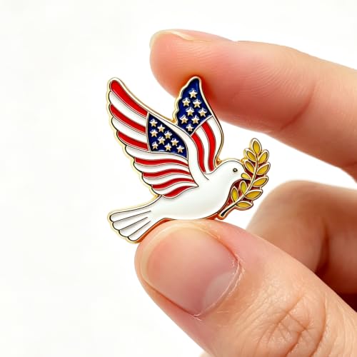 50Pcs US Flag Peace Dove Lapel Pin Olive Branch for 4th July & Memorial Day by Generic - Used condition - Image 3