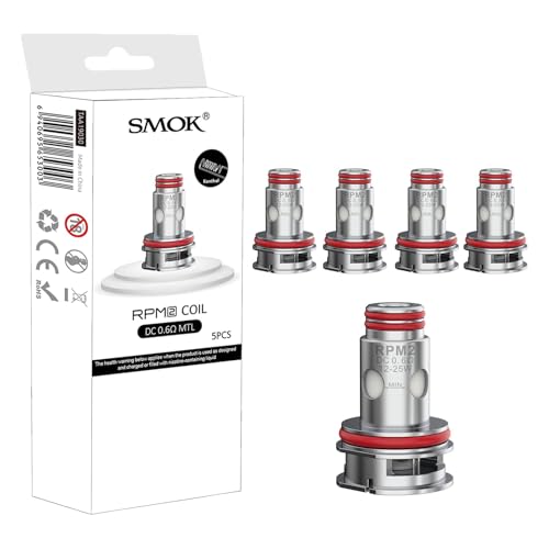 SMOK RPM 2 DC 0.6Ω MTL Coil Ersatz-E-Zigaretten Vape Coils Heads für RPM 2/RPM 2S/Nord 4/IPX 80/RPM 85/RPM 100/RPM C/Nord C Kit, 5pcs/pack - Kein Nikotin