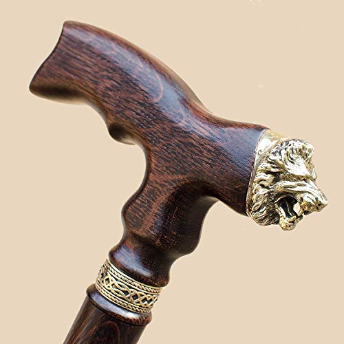 Handmade Lion Mens Cane Unique Walking Stick for Gentleman Vintage Decorative Canes