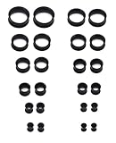 JININOSEU 24 Stück Silikon Tunnel Set, 3-22mm Hohle Tunnel mit Weichen Double Flared für Sanftes Dehnen Männer Frauen
