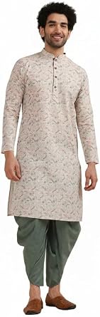 KISAH Mens Printed Kurta Dhoti Set | Traditional Outfit for Men | Festive & Wedding Ethnic Wear | Elegant & Comfortable