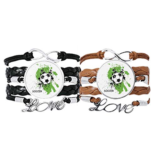 Bracelet couple football en cuir tressé, le cadeau idéal