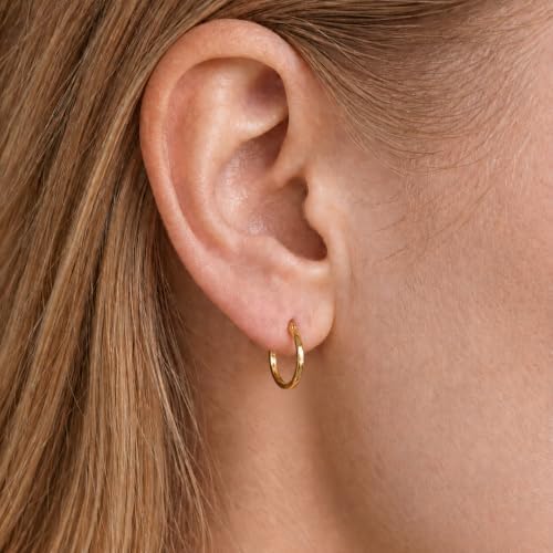 여성용 14K 골드 후프 귀걸이 경량 라운드 허기 스타일 미니멀리스트 일상 주얼리 20mm/25mm/30mm — 사진 4