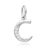 Adabele Authentic Sparkle Sterling Silver A-Z 26 Small Alphabet Block Letter Charm CZ Imitation Diamond Pendant Drop Tarnish Resistant for Earrings Bracelet Necklace Personalized Craft Jewelry Making