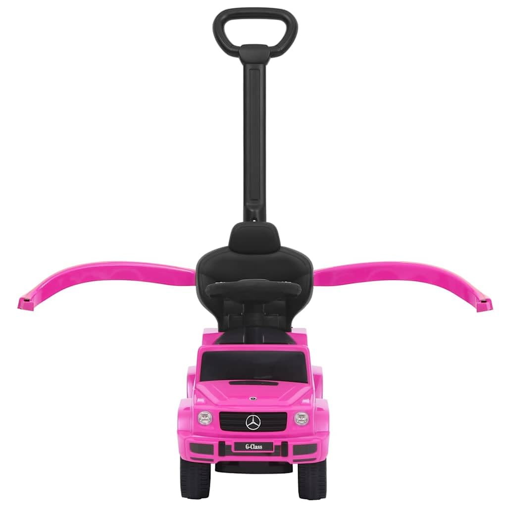 Rutschauto G63 Rosa mit Lenkrad, Sitz und Schiebebügel, Babywalker Kinderfahrzeug aus Kunststoff mit Staufach, 25 kg belastbar, für Kleinkind 12 36 Monate drinnen draußen