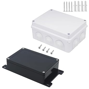 صندوق مشروع Zulkit ABS بلاستيك IP65 مقاوم للماء ضد الغبار صندوق التوصيل الكهربائي مع أذن ثابتة أسود 5.91 &times; 3.94 &times; 1.73 بوصة وأبيض 5.9 &times; 4.3 &times; 2.8
