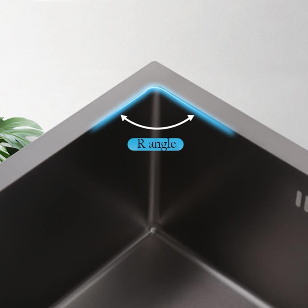 Drop in Kitchen Sink, Single Bowl Sink 304 Stainless Steel Stainless Steel Top-Mount Workstation Sinks with R Corners - Oleophobic/High Temperature (Color : Black, Size : 55x45cm)