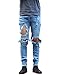 Men's Slim Destroyed Ripped Stretch Holes Distressed Skinny Denim Jogger Jeans 32