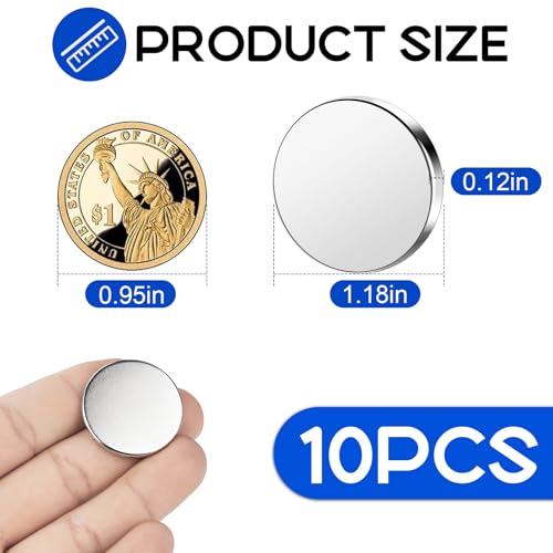 Image of 10Pcs Super Strong Magnets, 32x3mm Heavy Duty Rare Earth Magnet with Double-Sided Adhesive, Premium Powerful Neodymium Disc Magnets for Refrigerator, DIY, Scientific, Craft, Office