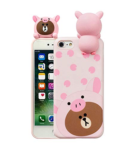 Squishy Phone Case iPhone 6 6s, Super Cute iPhone 6 3D Cases Soft Silicone Cartoon Animal Protective Phone Case for Girls Women (iPhone 6 / 6s, Pig)