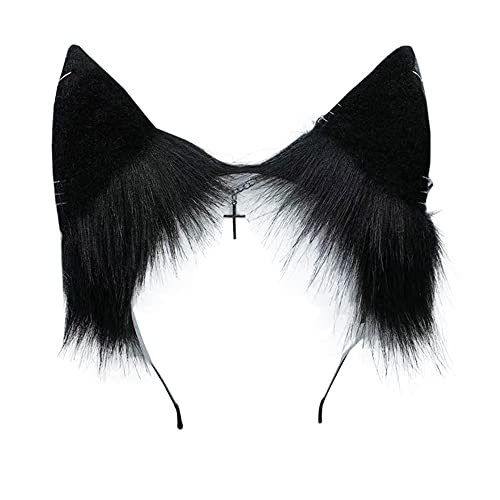 Image of VIGVAN Handmade Wolf Fox Ears Animal Cosplay Cute Head Accessories for Halloween