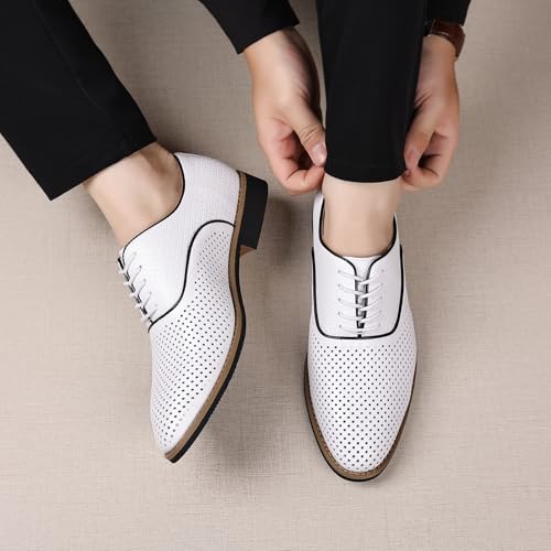 WUIWUIYU Teens Boys' Uniform Dress Leather Oxfords Men's Summer Wedding Perforated Business Wintips Flat Oxford Shoes2