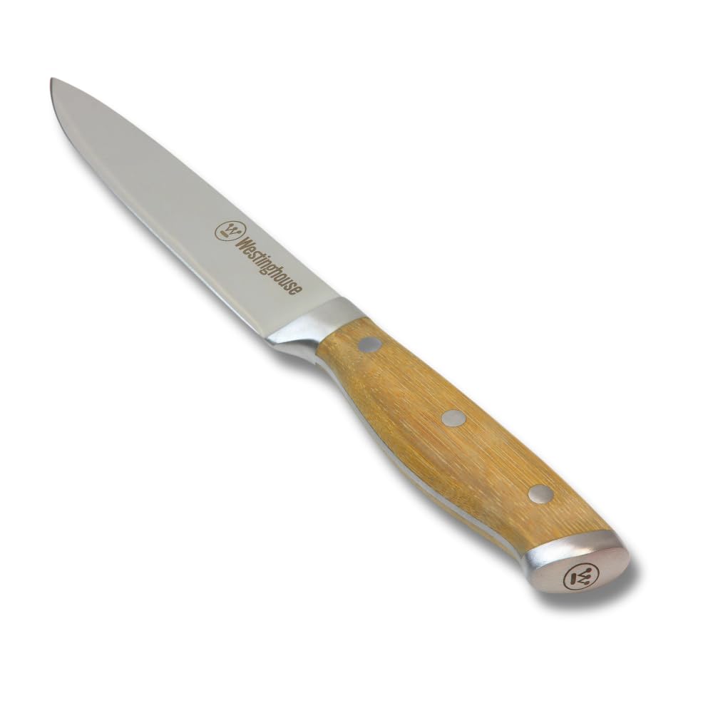 Westinghouse Bamboo 15Cm Slicing Knife For Meat And Sushi, Stainless Steel Carving Knife, Ergonomic Handle Design Chopping Knife,