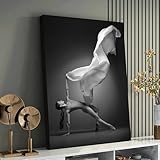 XBTYKPB Lámina artística de bailarina elegante - Póster de movimiento de danza, fotografía de ballet con tela fluida, lienzo de danza monocromático para pared (80x120cm/sin marco)