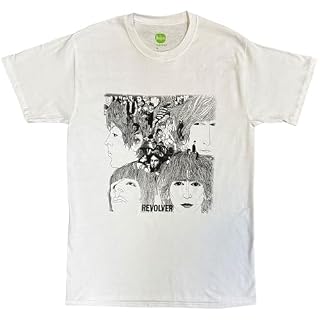 Beatles Men’s Revolver T-Shirt White - Les Beatles, Paul McCartney, John Lennon, RIngo Starr, George Harrison