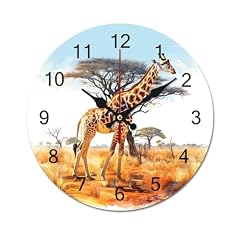 Forest Silent Non Ticking Wooden Decorative Wall Clock, Tallest Neck Animal Battery Operated Clock photo Forest Silent Non Ticking Wooden Decorative Wall Clock, Tallest Neck Animal Battery Operated Clock