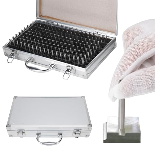Everkeen 190pc Precision Pin Gauge Set (0.061-0.250"), Complete Go No Go Pin Gauge Master Kit for Machinists, Hardened Steel Measuring Tools with Aluminum Case