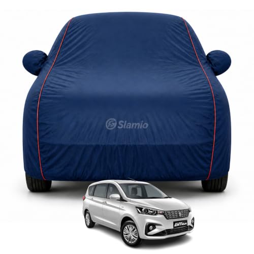 Image of Car Cover for Maruti Suzuki Ertiga 2018-2026 | 100% Waterproof Heavy-Duty 3-Layer Car Body Cover | All-Weather Rain UV Sun & Dust Protection | Custom Fit | Mirror & Antenna Pockets | Navy Blue