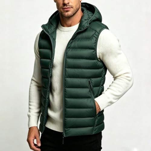 TERGHTP Men's Puffer Vest Hooded Insulated Zipper Winter Sleeveless Jacket - image 2