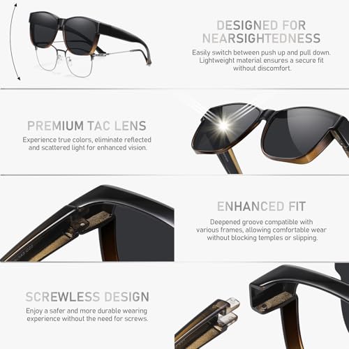 Image of GEGURI Polarized Sunglasses Fit Over Glasses for Men Women, Oversized Square Sun Glasses UV400 Protection Shades