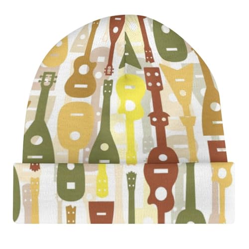 Musical Instrument of Ukulele Pattern Kids Beanie Hat for for Girls Boys Children Cap Winter Knitted Chemo Cancer Headwear Accessories Gifts Decoration Black4