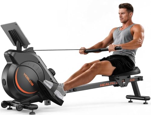 Image of YOSUDA Rowing Machine for Home, Magnetic Rower Machine for Beginners to Athletes, Use with Resistance Adjustment Function, Bluetooth, App Supported, LCD Monitor, and Comfortable Seat Cushion