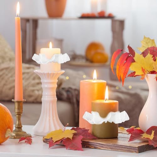 4 Stück tropfschutz kommunionkerze,Weiße Tüll tropfschutz taufkerze,tropfenfänger für kerzen,kerzenhalter kommunionkerze für Kommunionkerzen,Taufkerzen