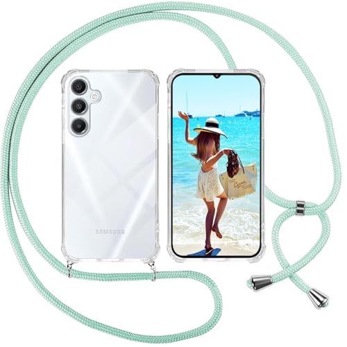 ISOI Coque pour Samsung Galaxy A16 4G/5G Neo avec Cordon - Tour de Cou Lanière en Corde - Transparente Silicone Housse avec Cordage Lanyard Case pour Samsung...