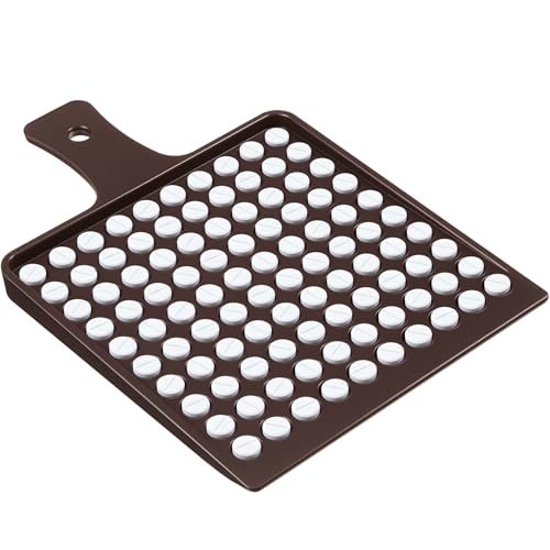 Fiwochic 100 Holes 8mm Pill Counting Tray Plate Tool Plastic Medicine Dispenser Tray with Handle Pill Counter Tablet Counting Plate Beadwork Sorting Tool Arrangement Board