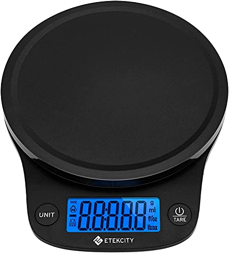 Etekcity Küchenwaage, digital 0,1g genau, 5kg Waage, Großes LCD-Display, Präzisionswaage mit Tare-Funktion, Waage Küche zum Lebensmittel Schmuck