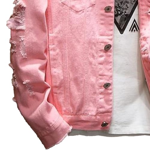 JEShifangjiusu Mens Button Up Plus Size Rap Denim Streetwear Coat Ripped Embroidery Jean Jacket for Every Seasons&Occations4