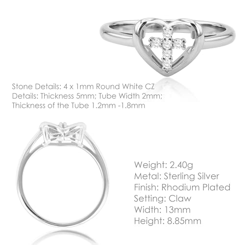 Bague croix argent sterling et oxyde de zirconium Tuscany Silver - 4