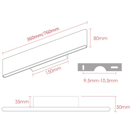 Aplique LED de pared rectangular moderno blanco con luz cálida de 36cm para baño 4