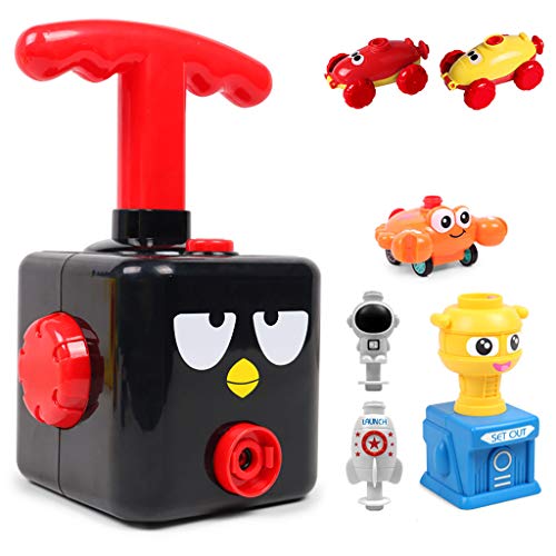 WallDecalsAndArt Power Balloon Car Toy Set, Inertial Power Balloon Car Science Experiment Educational Inflatable Toy Hand Push Inflator Air Pump Vehicle Kit, Gifts for Boys Girls (A)