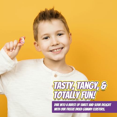 Freeze Dried Gummy Clusters Fruit Candy from TikTok, ASMR Crunchy Candy, Sweet and Sour Kids Snacks, Unique Novelty Snack for Kids 3OZ