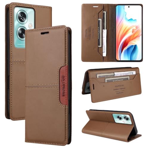Étui Oppo A38 4G et A18 marron avec clapet magnétique et fentes pour cartes