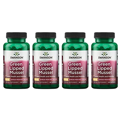 Swanson Green Lipped Mussel (Freeze Dried) New Zealand Joint Health Supplement 500 mg 60 Capsules 4 Pack