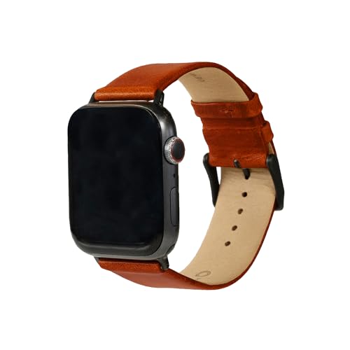 Kolo Wells Leather Watch Band, Compatible With Apple Watch Series 1,2,3,4,5,6,7,8,9,SE,Ultra, Red