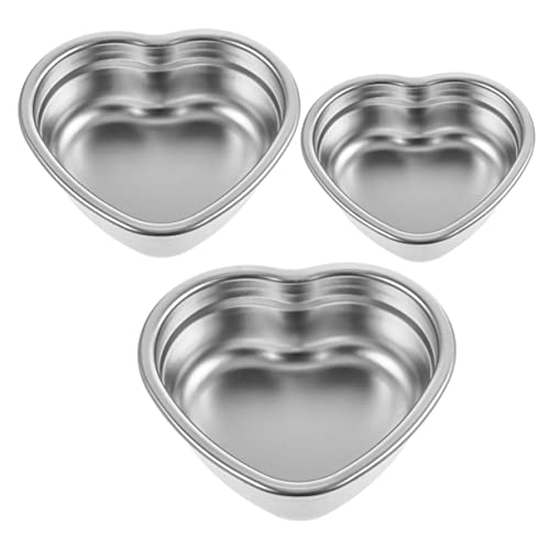 Mipcase 3個ステンレス製ハート型スナックプレート点 深型食器 丈夫で錆びにくい デザートやお菓子の盛り付けに キッズ対応 食洗