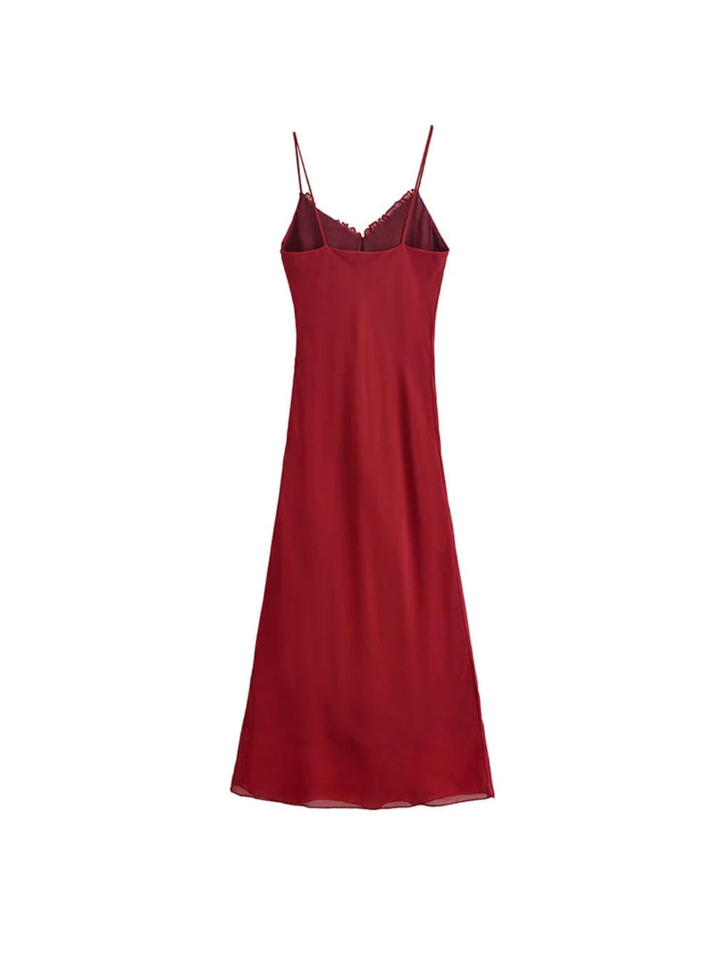Abito da donna con cinturino midi in chiffon tinta unita con volant e fiocco senza spalline, aderente