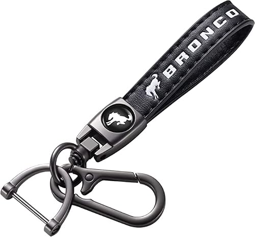 Lianxiaw Leather Car Keychain Set For Ford Bronco Men's And Women's Family Presents Keychain Keyring Lanyard Accessories (Black) #TOP6
