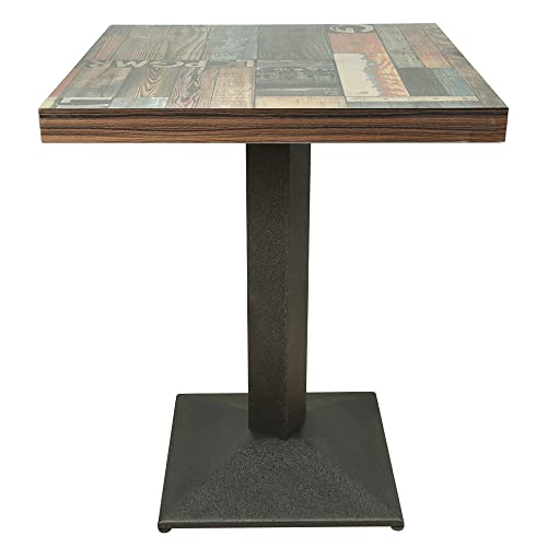 Homewell Esstisch, Quadratisch, Einbeinig, Geeignet für 4 Personen, Küchentisch, Esstisch, Wohnzimmertisch, Stehtisch, 60 x 60 x 75 cm, Braun (Vintage Blumenmuster)