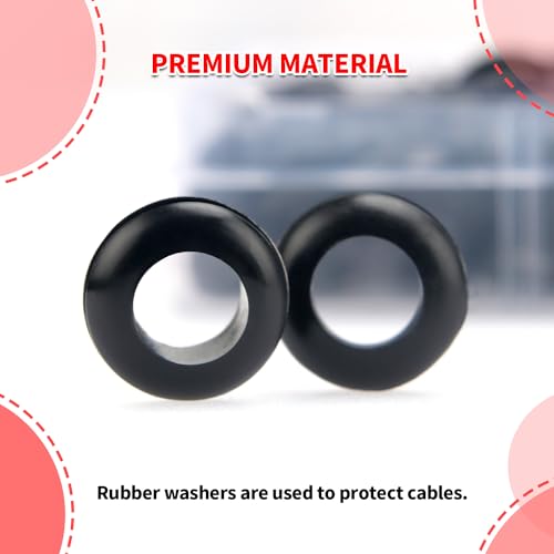 YIXISI 270 Stücke 7 Größen Gummitüllen Set, Geschlossene Gummitüllen, Kabeldurchführung Gummistopfen, Gummitülle Elektrischer Leiter Dichtungsring, für Kabelschutz, Kabelkanal, Schwarz
