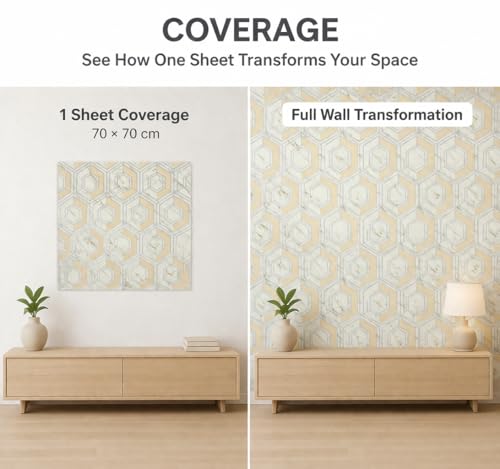 Image of Barebeauty 3D Wall Panel Wallpaper, Self Adhesive PE Foam Brick Sticker, Waterproof Wall Covering for Home Decor, 70 x 70 cm (Pack of 4, 21.08 Sq. Ft. Approx)