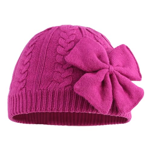 Zsedrut Baby Girls Knit Hats Toddler Infant Beanie Caps Fashion Soft Warm Skull Hood Cap (Magenta, S)