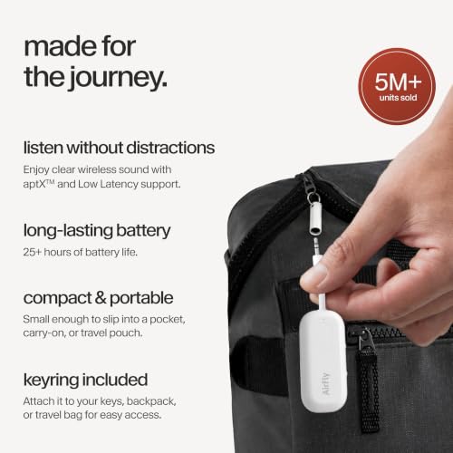 Image of Twelve South AirFly Pro | Bluetooth Wireless Transmitter /Receiver Adapter for 2 Headphones, Audio Sharing, Compatible with 3.5mm aux Jack for Airplanes, TV, Gym, Stereo, and Travel, 25+ Hr Battery