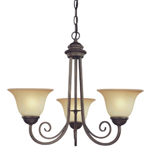 Westinghouse Lighting 6658700 Three Light Interior Chandelier Ebony Bronze Finish with Aged Alabaster Glass