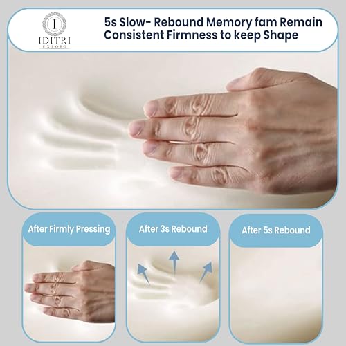 Image of Cervical Neck Support Pillow, High Density Memory Foam Contour for Sleeping, 50x30x6 cm, White and Sky Jacquard Shell, Orthopedic Bedding Cushion for Snoring Relief, Aligned Spine