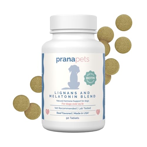 PranaPets Lignans & Melatonin with Biotin Blend Naturally Aids in Relieving Symptoms of Cushings in Dogs Over 25 lb | Promote Healthy Balance & Overall Well-Being